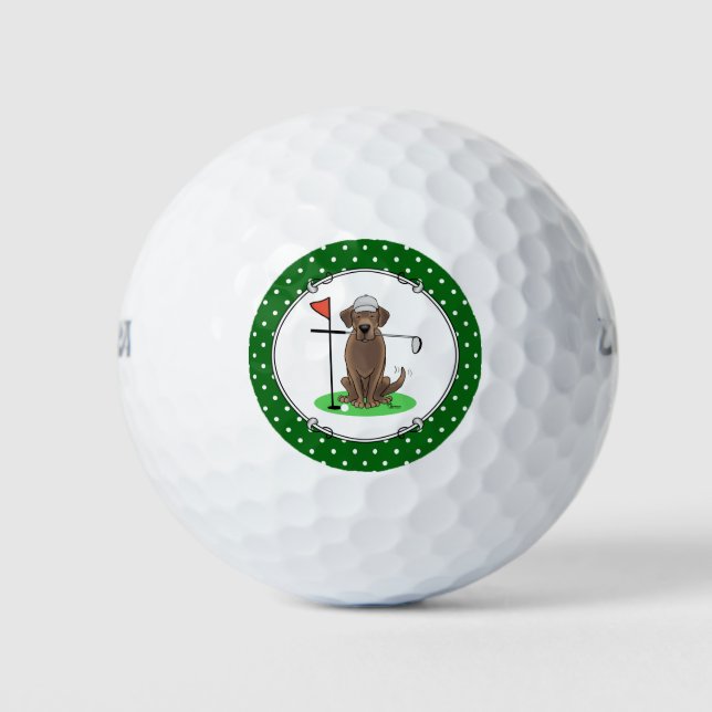 Golf Chocolate Labrador Retriever Dog - Funny - Fu Golfball (Vorderseite)