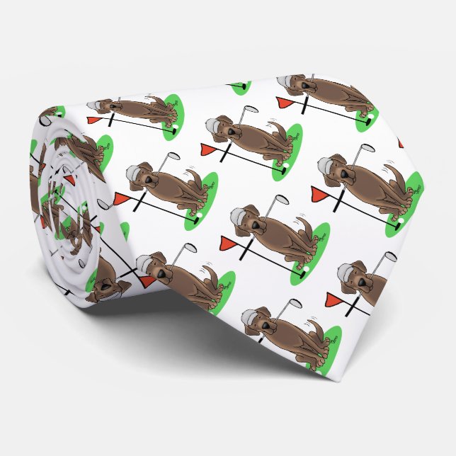 Golf Chocolate Labrador Retriever Dog - Funny - Fu Krawatte (Gerollt)