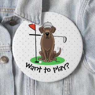 Golf Chocolate Labrador Retriever Dog - Niedlich Button