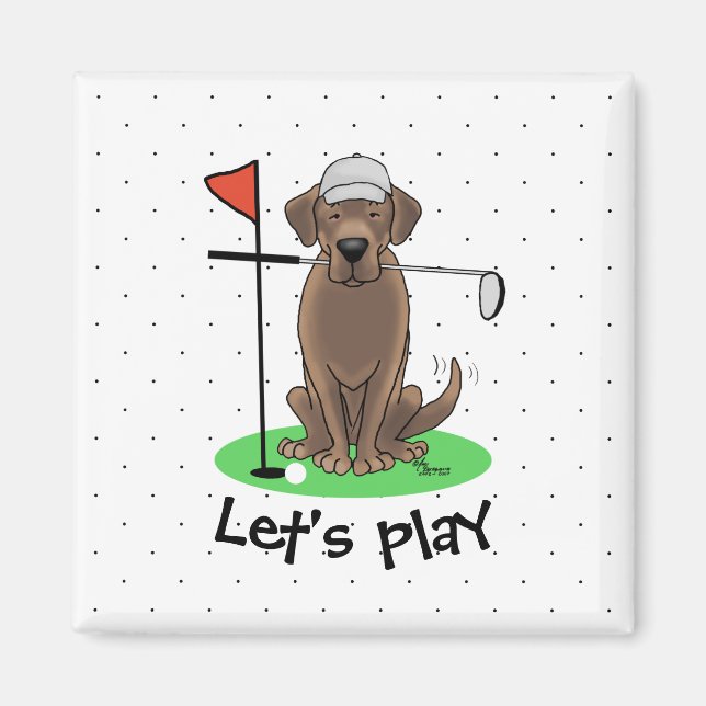 Golf Chocolate Labrador Retriever Dog - Niedlich Magnet (Vorne)