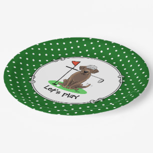 Golf Chocolate Labrador Retriever Dog - Niedlich Pappteller