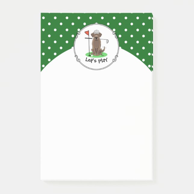 Golf Chocolate Labrador Retriever Dog - Niedlich Post-it Klebezettel (Vorderseite)