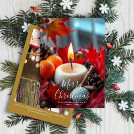 Golf Christmas Candle: Drei Foto Gold Feiertagskarte