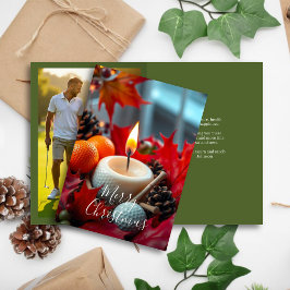 Golf Christmas Candle ・ Family Foto Green Feiertagskarte