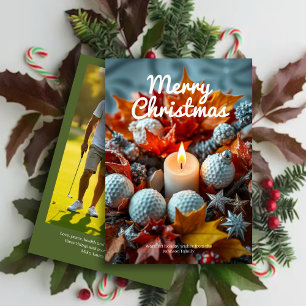 Golf Christmas Candle ・ Family Foto Green Feiertagskarte