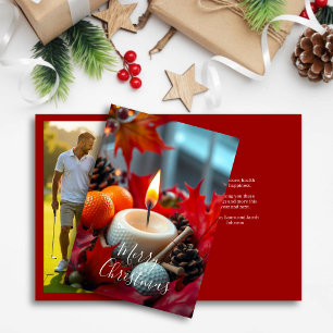 Golf Christmas Candle - Family Foto Red Feiertagskarte