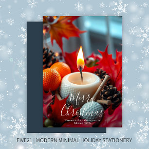 Golf Christmas Candle ・ Navy Blue Feiertagskarte