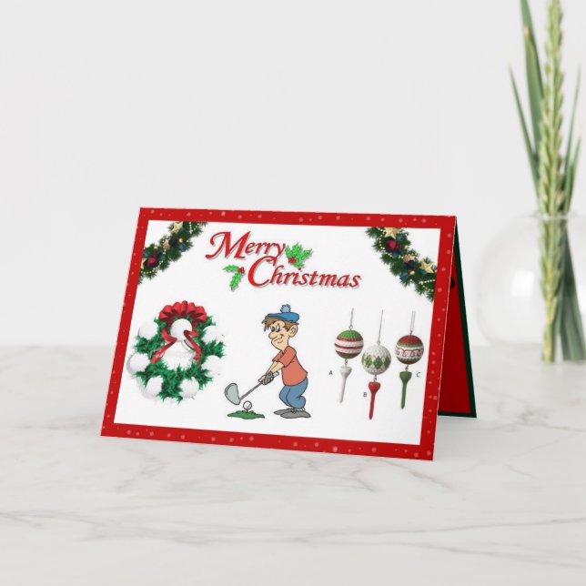 Golf Christmas Card with a Cartoon Karte (Vorderseite)