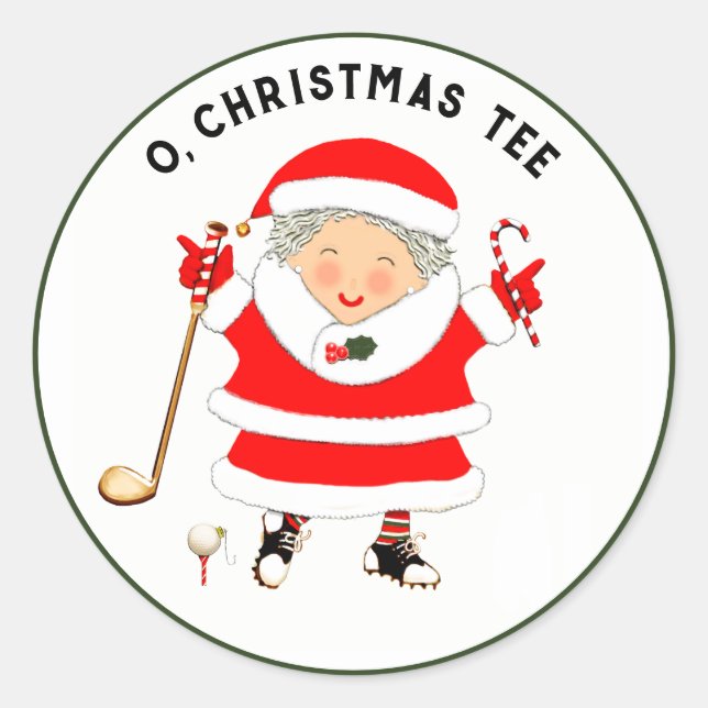 Golf Christmas Classic Round Sticker (Vorderseite)