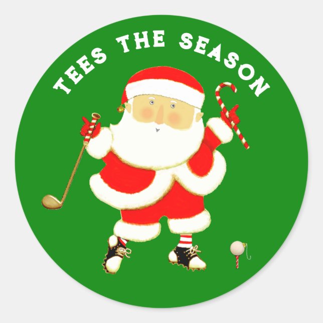 Golf Christmas Classic Round Sticker (Vorderseite)