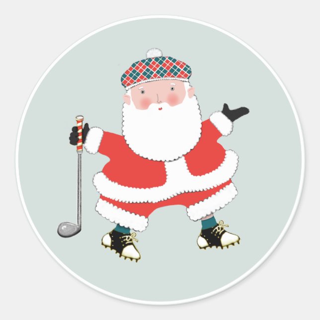 Golf Christmas Classic Round Sticker (Vorderseite)
