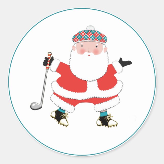 Golf Christmas Classic Round Sticker (Vorderseite)