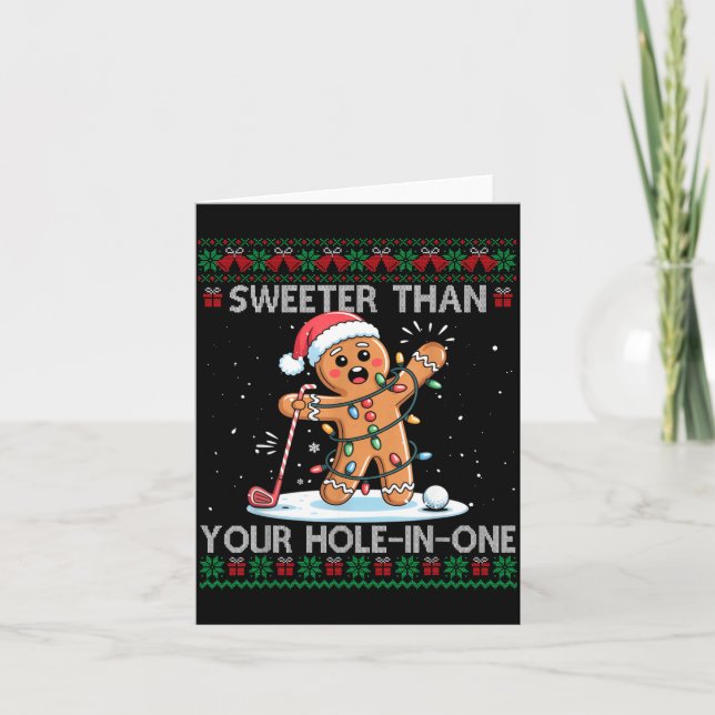 Golf Christmas Gingerbread Sweeter Than Your Hole- Karte (Vorderseite)