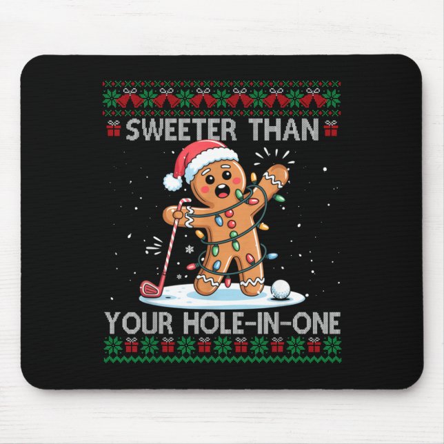 Golf Christmas Gingerbread Sweeter Than Your Hole- Mousepad (Vorne)