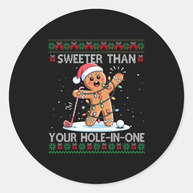 Golf Christmas Gingerbread Sweeter Than Your Hole- Runder Aufkleber (Vorderseite)