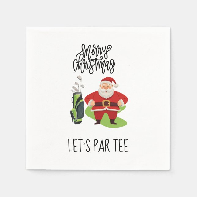 Golf Christmas Lass Par T mit Weihnachtsmann Serviette (Vorderseite)