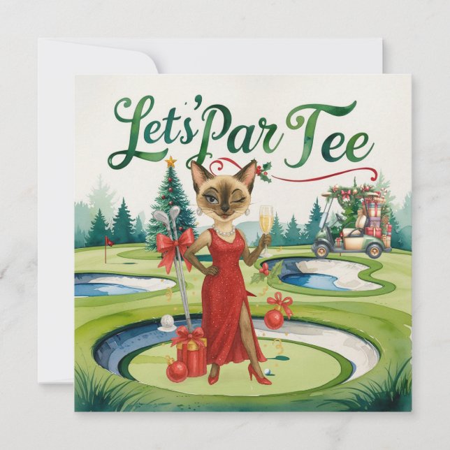 Golf Christmas Let's Par T-Shirt für Golfer Party Einladung (Vorderseite)