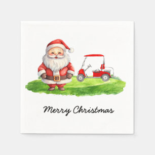 Golf Christmas Napkins: Weihnachtsmann & Golf Cart Serviette