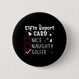 Golf Christmas Nice Naughty Funny Xmas Liste Golfe Button