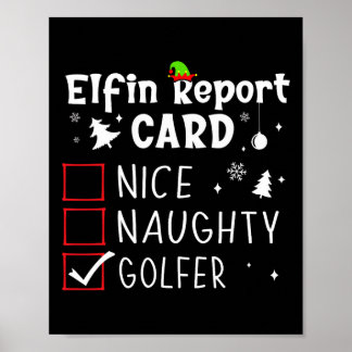 Golf Christmas Nice Naughty Funny Xmas Liste Golfe Poster