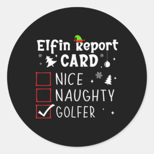 Golf Christmas Nice Naughty Funny Xmas Liste Golfe Runder Aufkleber