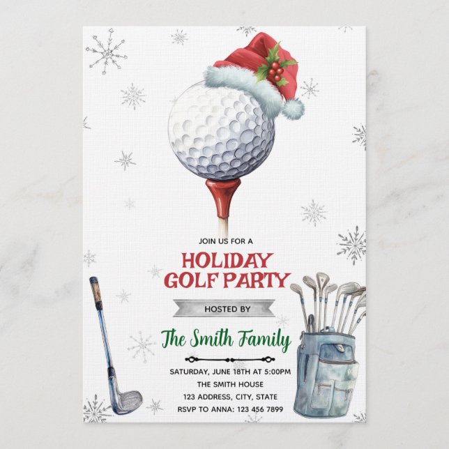 Golf Christmas Party Invitation Einladung (Vorderseite)