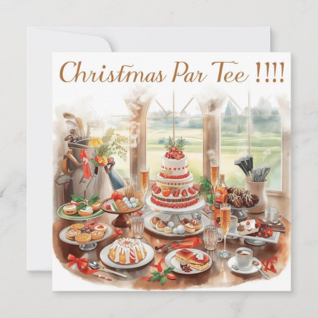 Golf Christmas Party with Golf Course Background Einladung (Vorderseite)