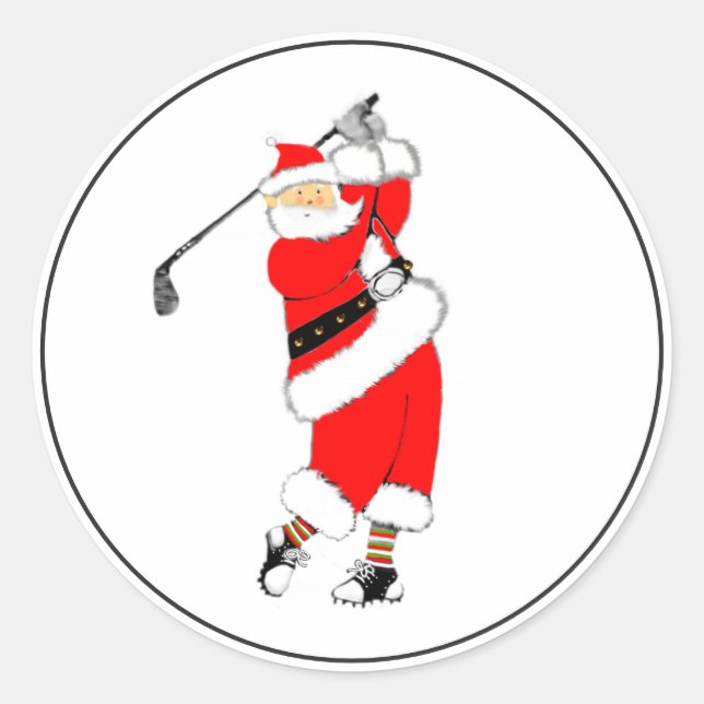 Golf Christmas Runder Aufkleber (Vorderseite)