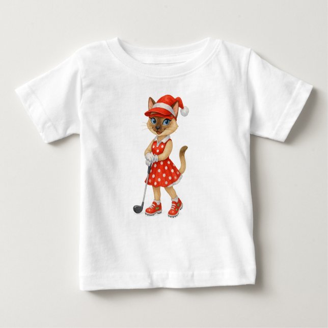 Golf Christmas themed for Cat Lovers Baby T-shirt (Vorderseite)