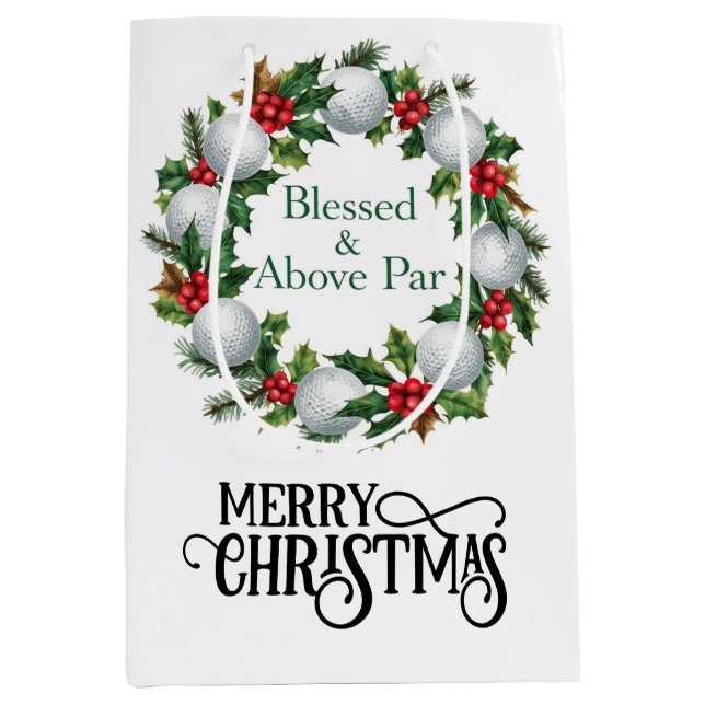 Golf Christmas themed with Wreath  Mittlere Geschenktüte (Vorderseite)