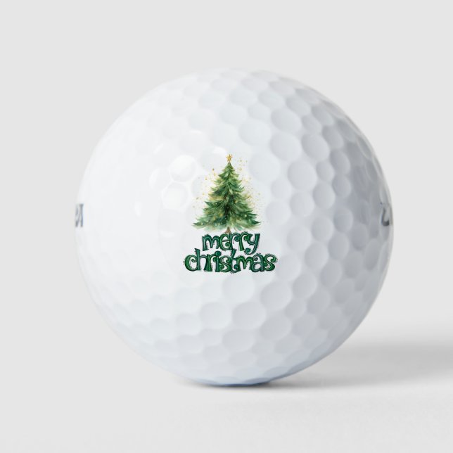 Golf Christmas Tree Frohe Weihnachten Golfball (Vorderseite)