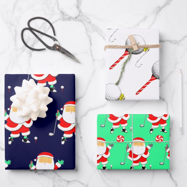 Golf Christmas Wrapping Paper Geschenkpapier Set (Vorderseite)