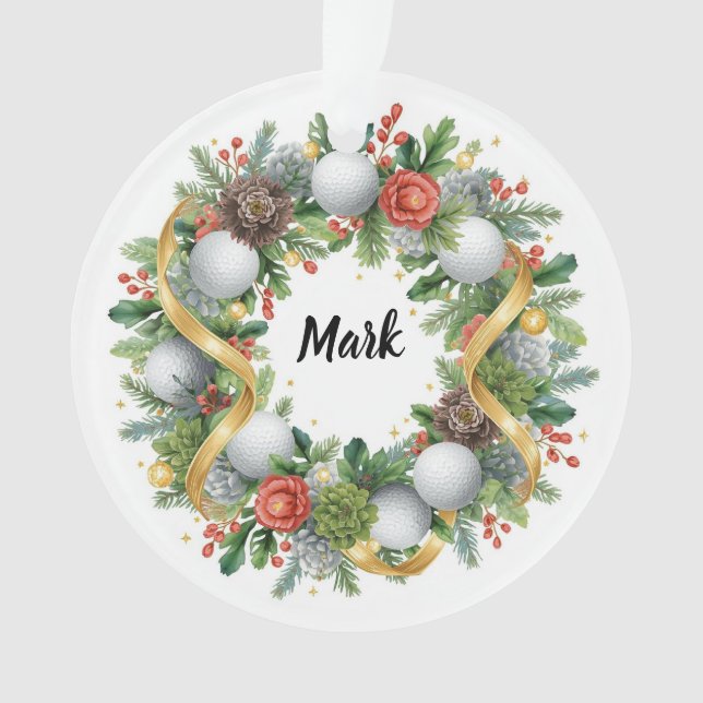 Golf Christmas Wreath with Golfer Name Ornament (Vorderseite)