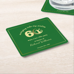 Golf Classic Green Golden Player 60. Geburtstag I Rechteckiger Pappuntersetzer