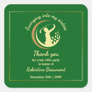 Golf Classic Green Golden Player 60. Geburtstag Quadratischer Aufkleber