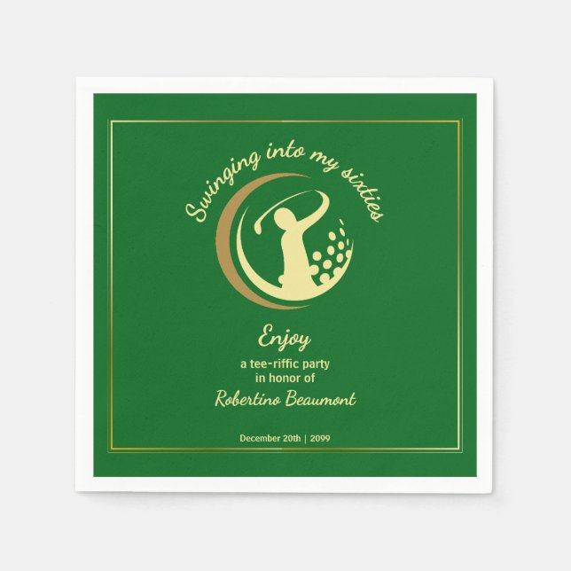 Golf Classic Green Golden Player 60. Geburtstag Serviette (Vorderseite)