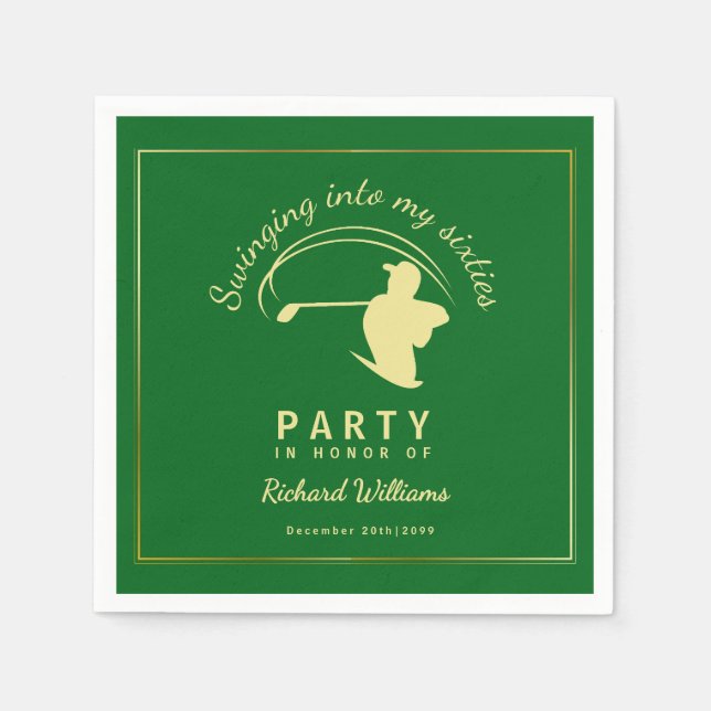 Golf Classic Green Golden Player Männer 60. Geburt Serviette (Vorderseite)