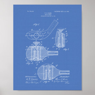 Golf Club 1904 Patentzeichnung - Blaupause Poster