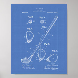 Golf Club 1910 Patentart - Blueprint Poster