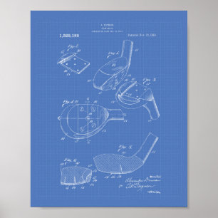 Golf Club 1919 Patentart - Blueprint Poster