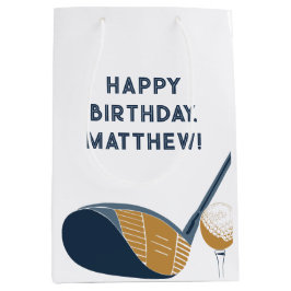 Golf Club and Ball Personalized Golfers Birthday Mittlere Geschenktüte