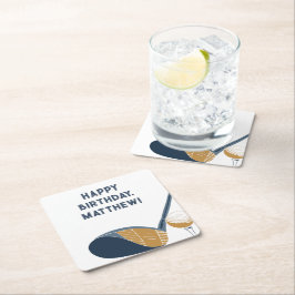 Golf Club and Ball Personalized Golfers Birthday Rechteckiger Pappuntersetzer