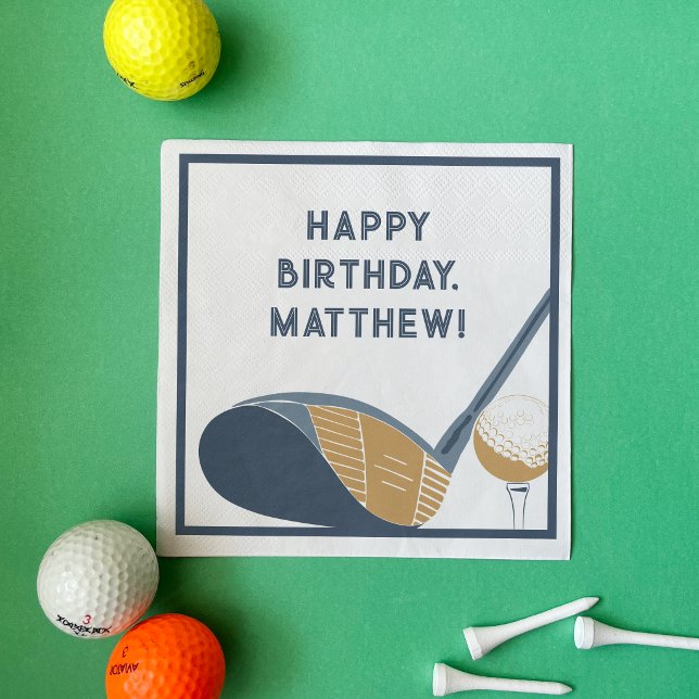 Golf Club and Ball Personalized Golfers Birthday Serviette (Von Creator hochgeladen)