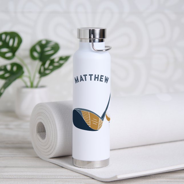 Golf Club and Ball Personalized Golfers Name Trinkflasche (Yoga (gedreht))