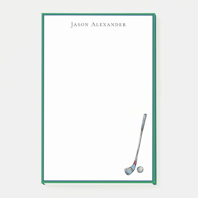 Golf Club & Ball Persönlich Post-it Klebezettel (Vorderseite)