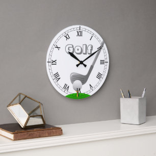 Golf Club, Ball & Tee - Custom Clock Große Wanduhr
