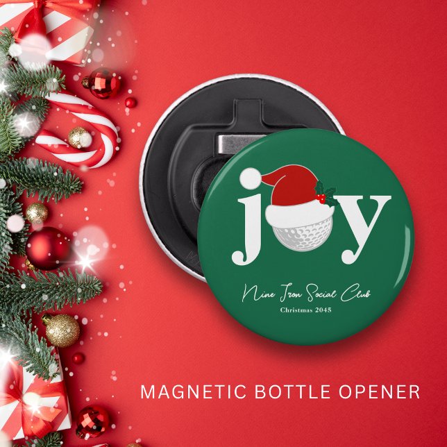 Golf Club Christmas Party Favor Joy Modern Green Flaschenöffner (Festive golf party favor with modern flair 🎁
Personalize with your name or event.)