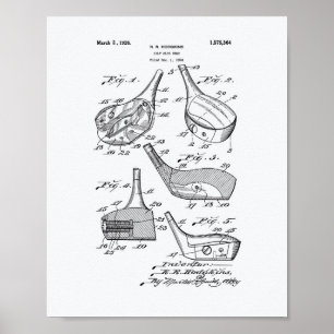 Golf Club Head 1926 Patent Art - Weißbuch Poster