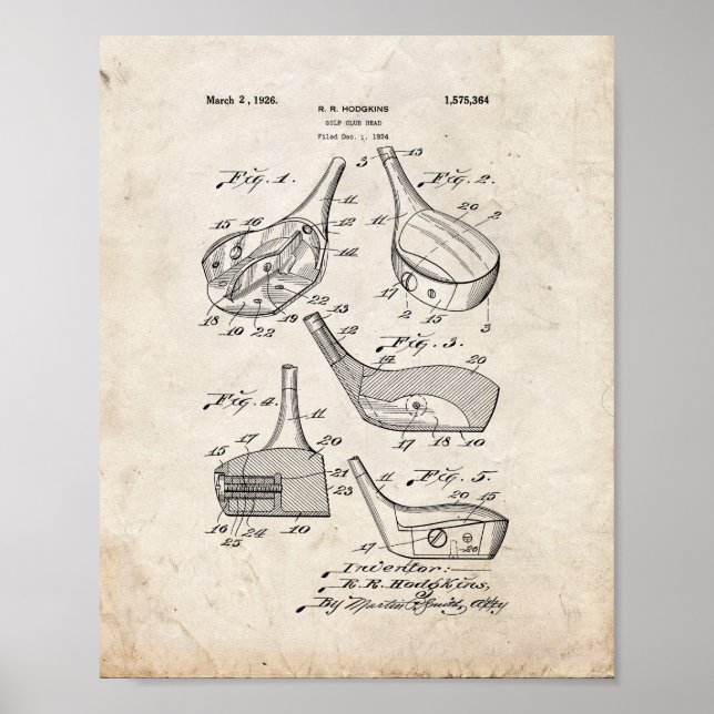 Golf Club Head Patent - Old Look Poster (Vorne)
