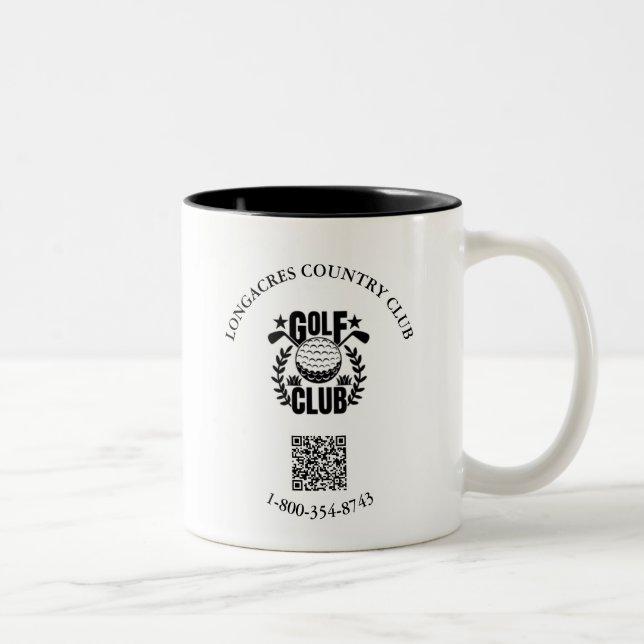 Golf Club League Phone Logo QR Code Zweifarbige Tasse (Rechts)
